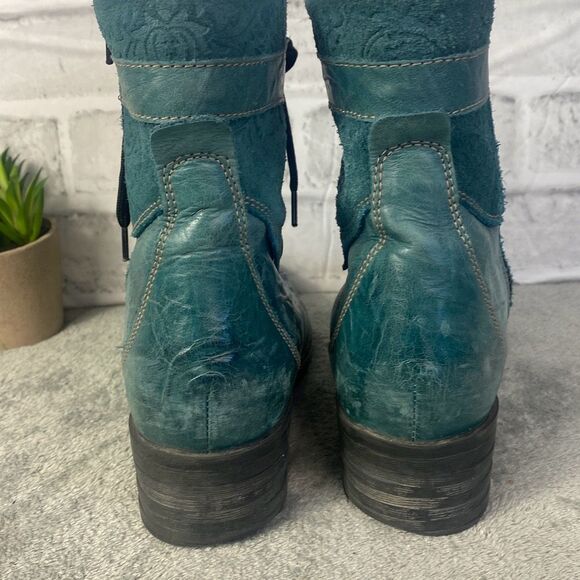 Dromedaris Kara Print Leather Boot in Teal Size 40/9.5 - Picture 3 of 10